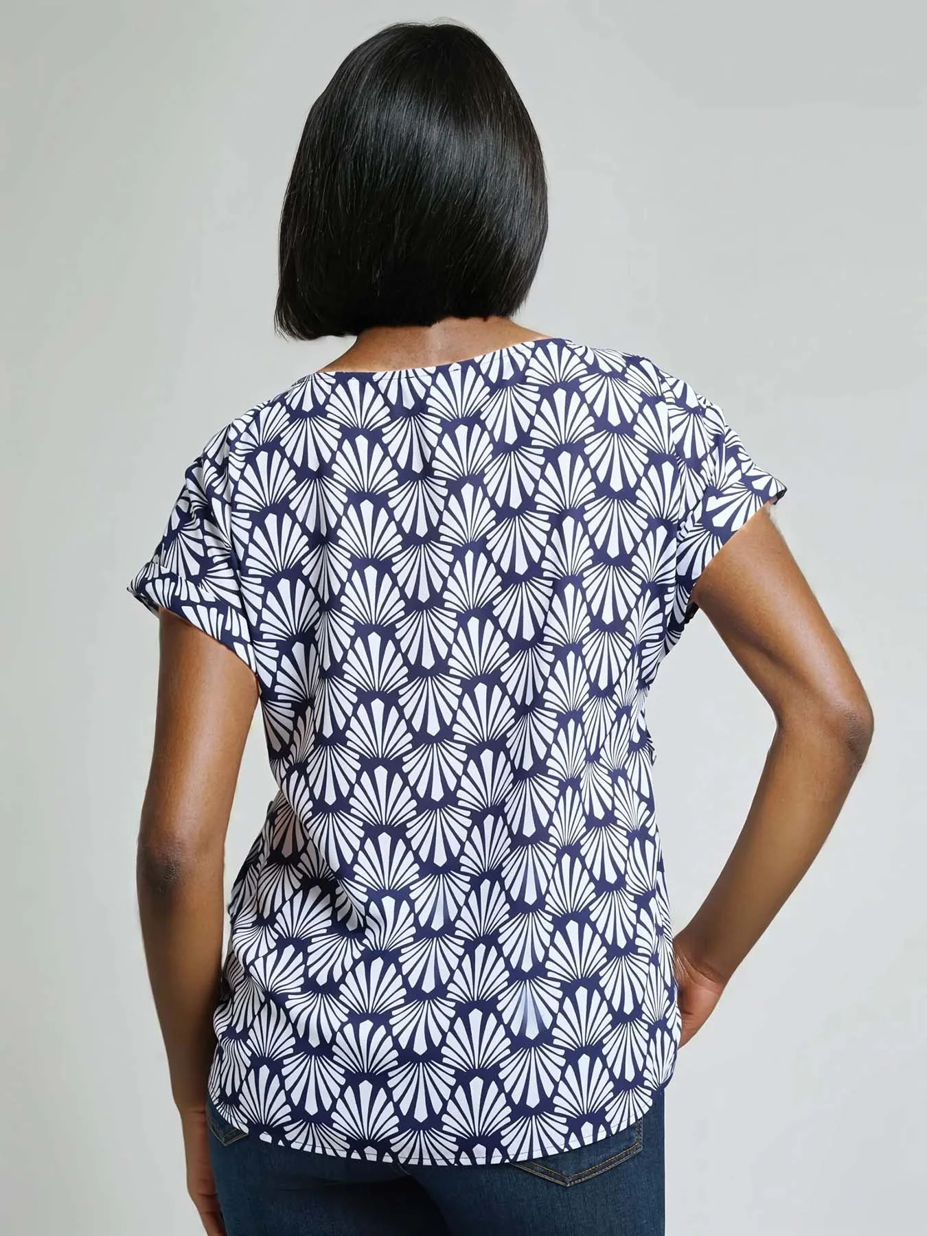 Button Detail Blouse, Crepe de Chine - Image 3