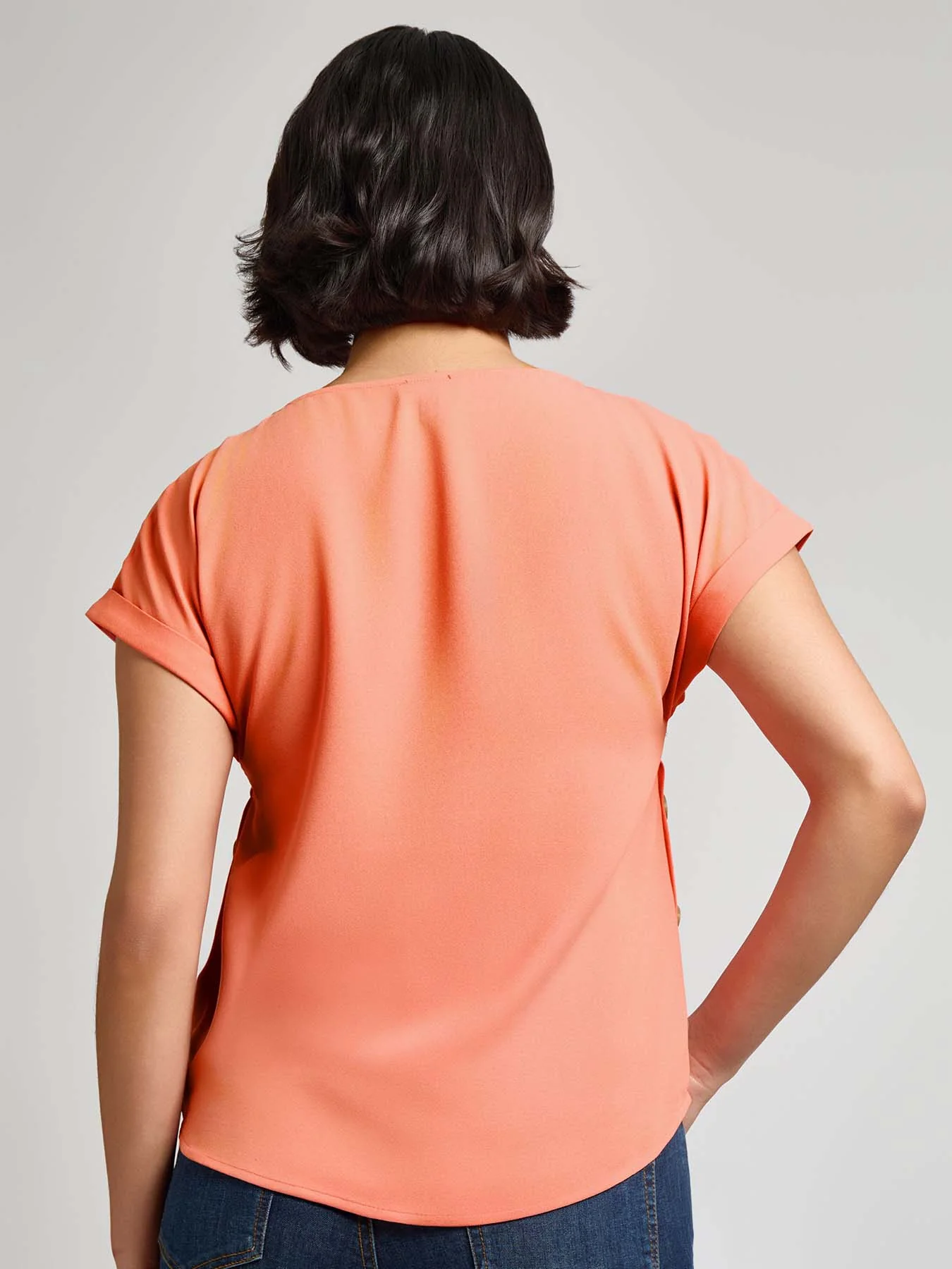 Button Detail Blouse, Jasper Crepe - Image 3
