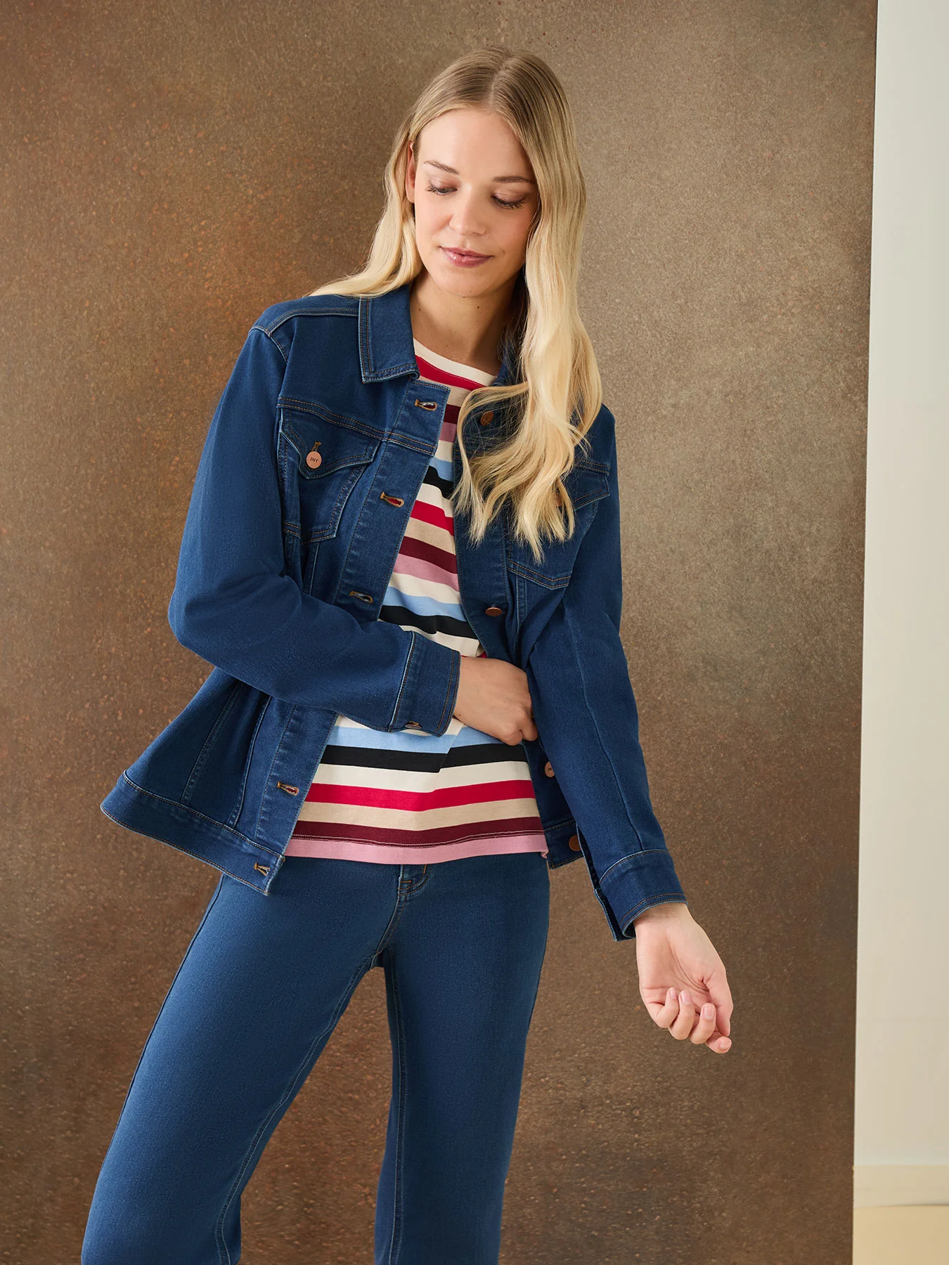 Denim Belted Button-Front Jacket, Phoenix Wash - Image 5