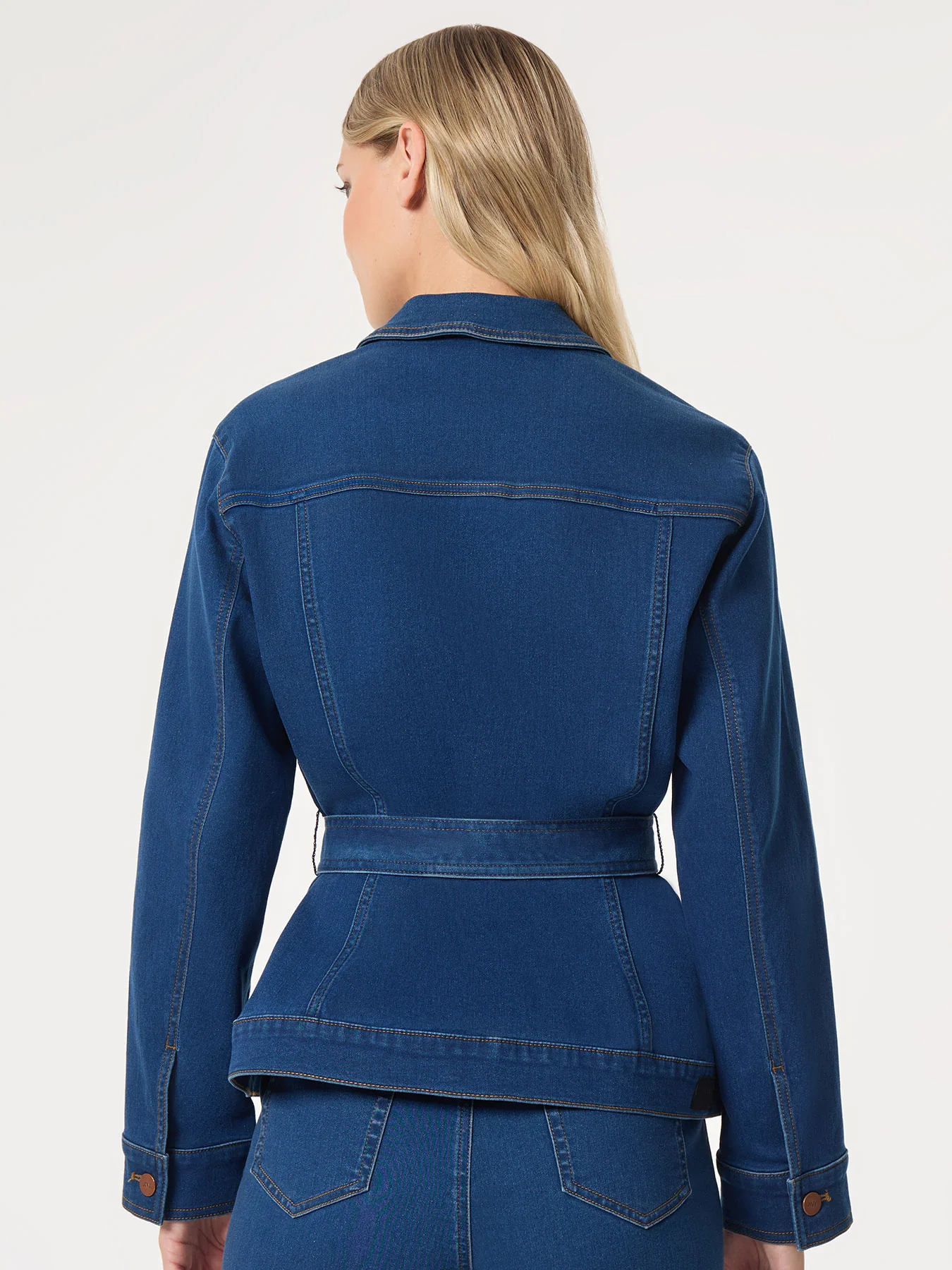 Denim Belted Button-Front Jacket, Phoenix Wash - Image 7