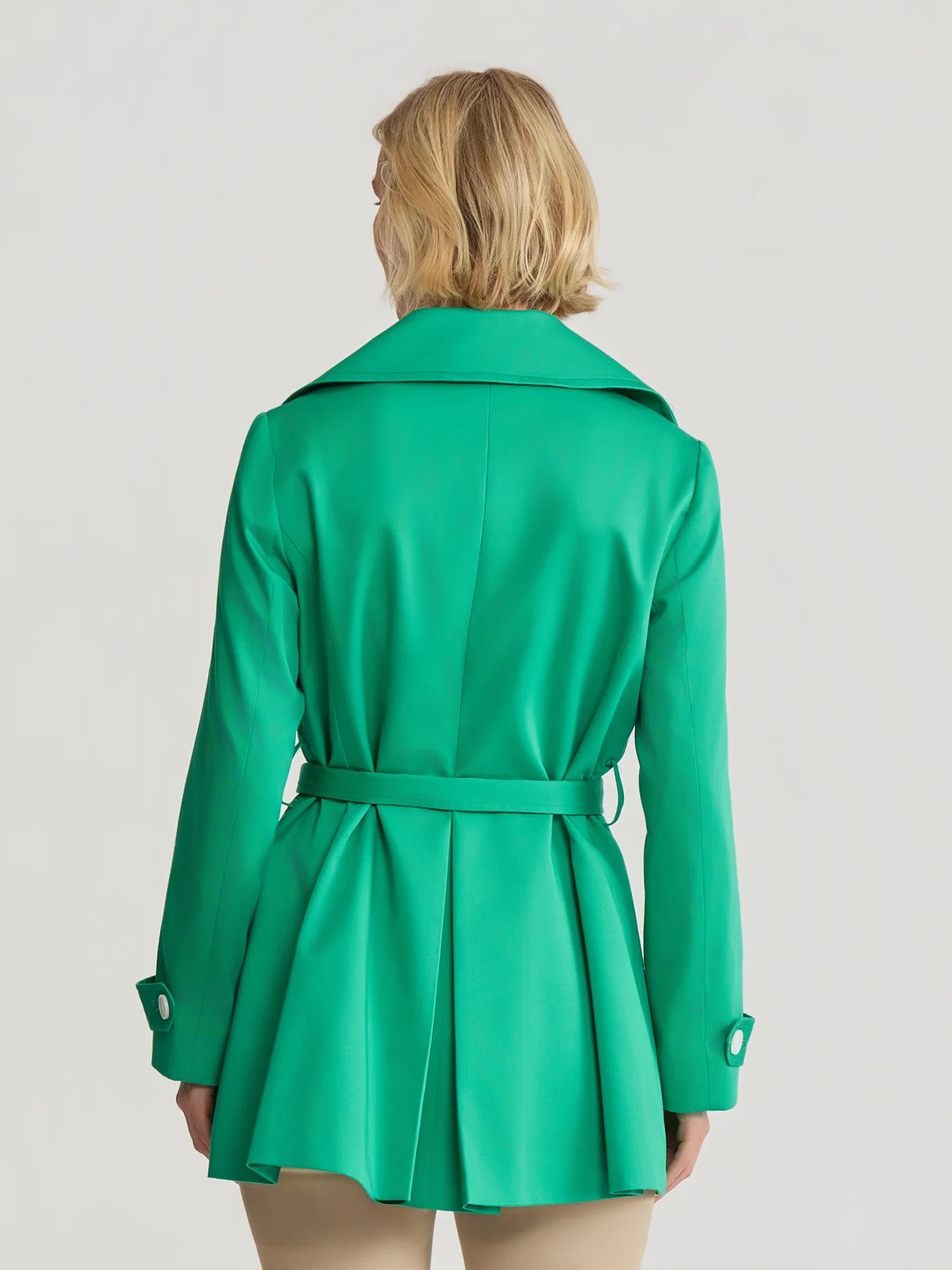 Double Breasted Trench Coat, Stretch Sateen - Image 4