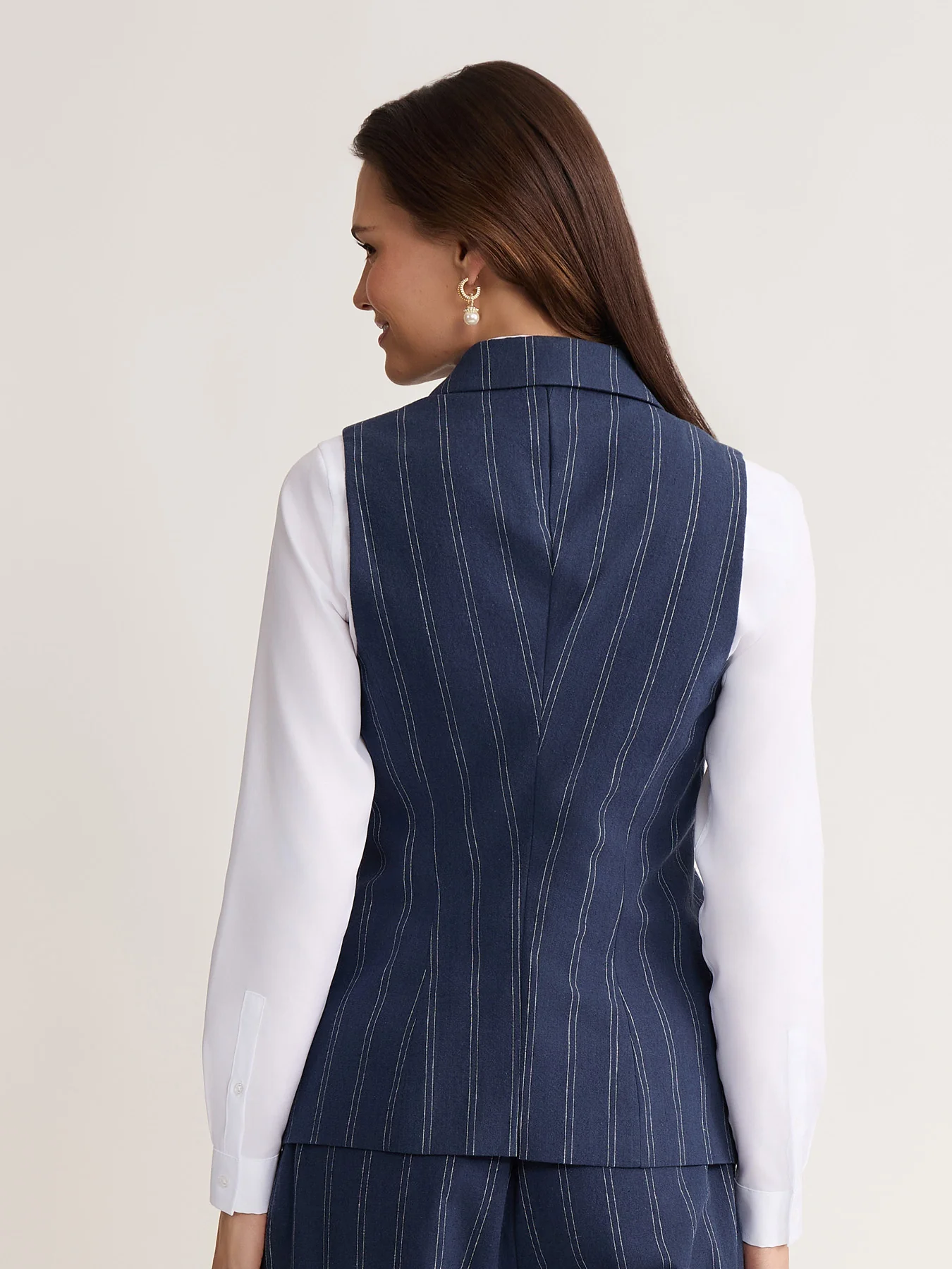 Double Pinstripe Vest, Linen Blend - Image 5