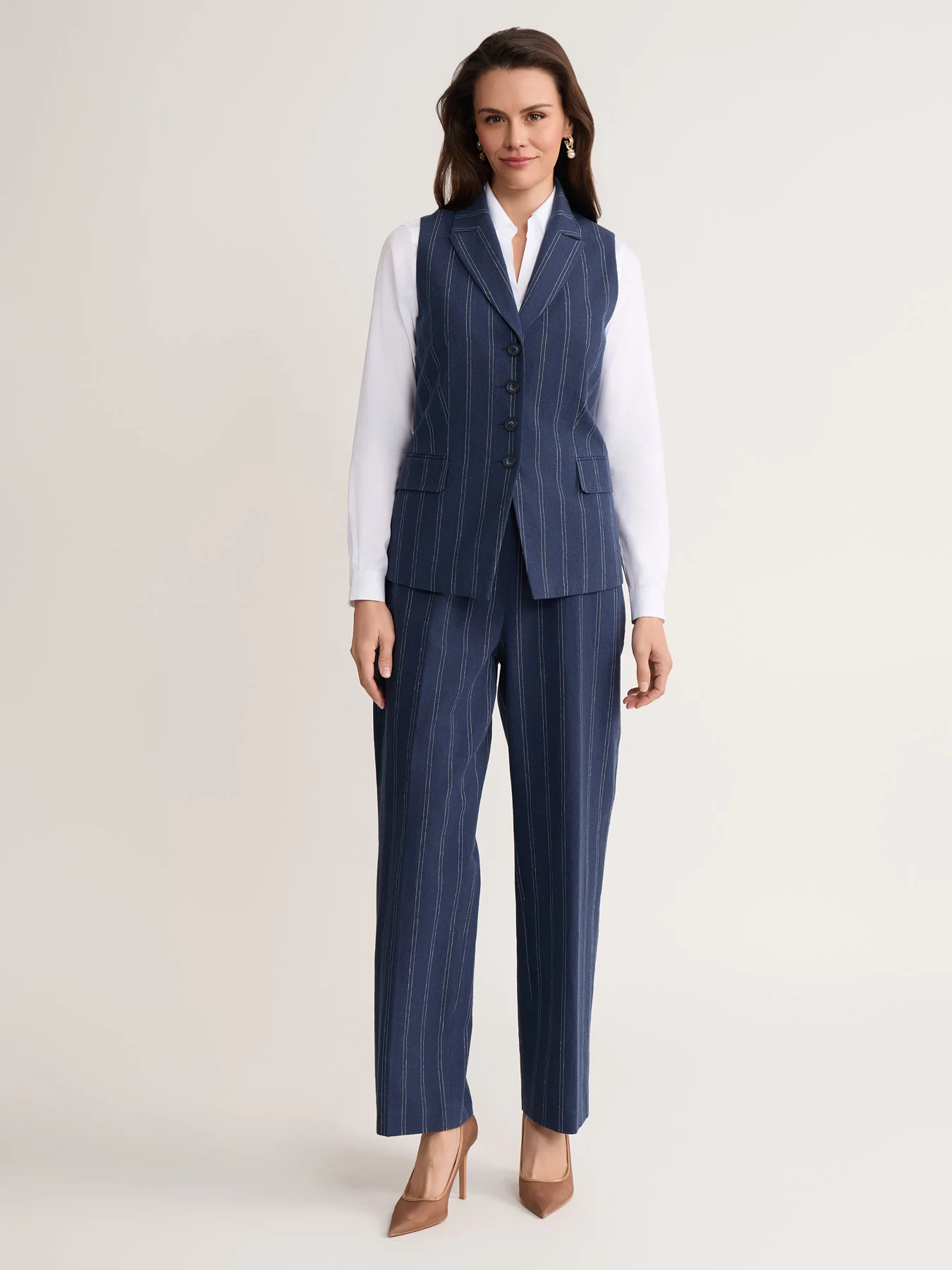 Double Pinstripe Vest, Linen Blend - Image 6