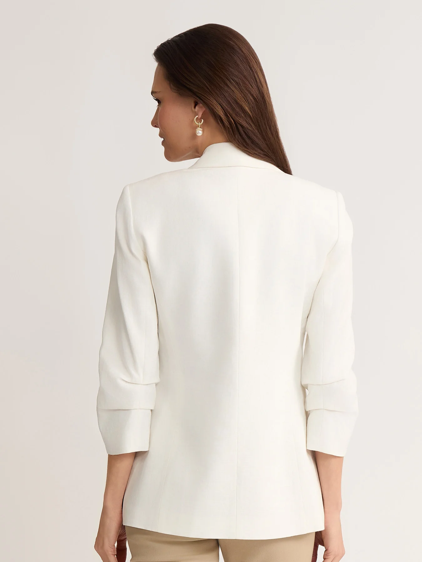 Faux Double Breasted Blazer, Linen Blend - Image 4