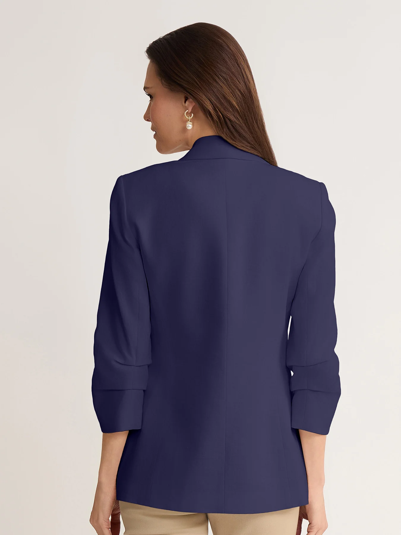 Faux Double Breasted Blazer, Linen Blend - Image 4