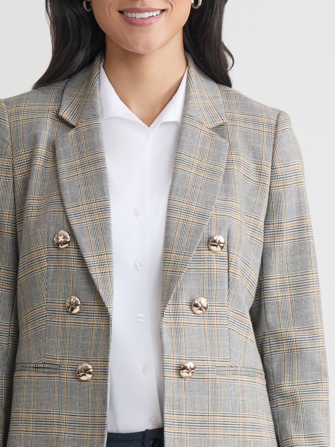 Faux Double Breasted Jacket, Glen Plaid - Image 4