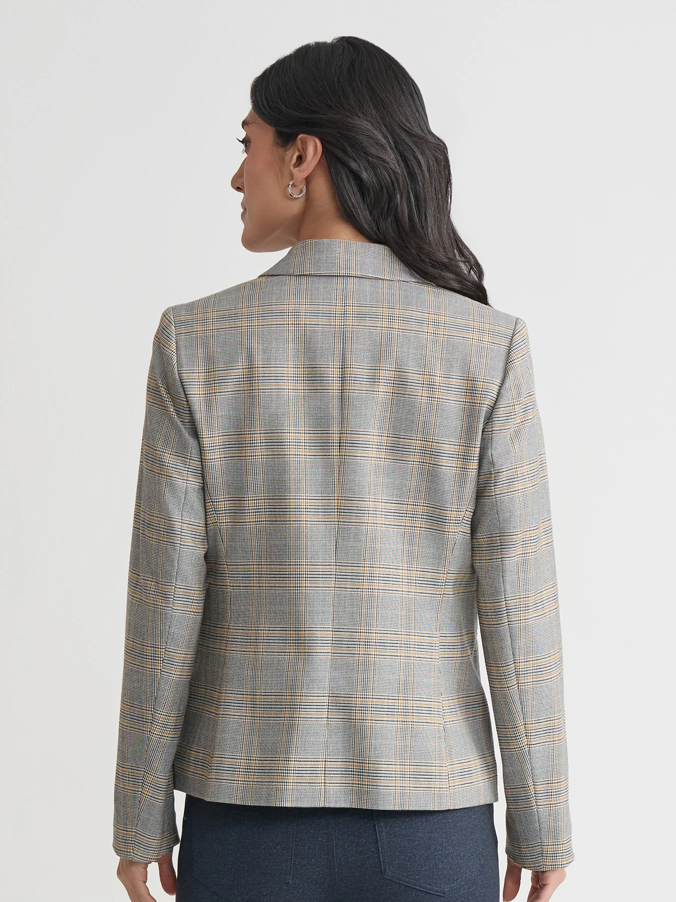Faux Double Breasted Jacket, Glen Plaid - Image 5