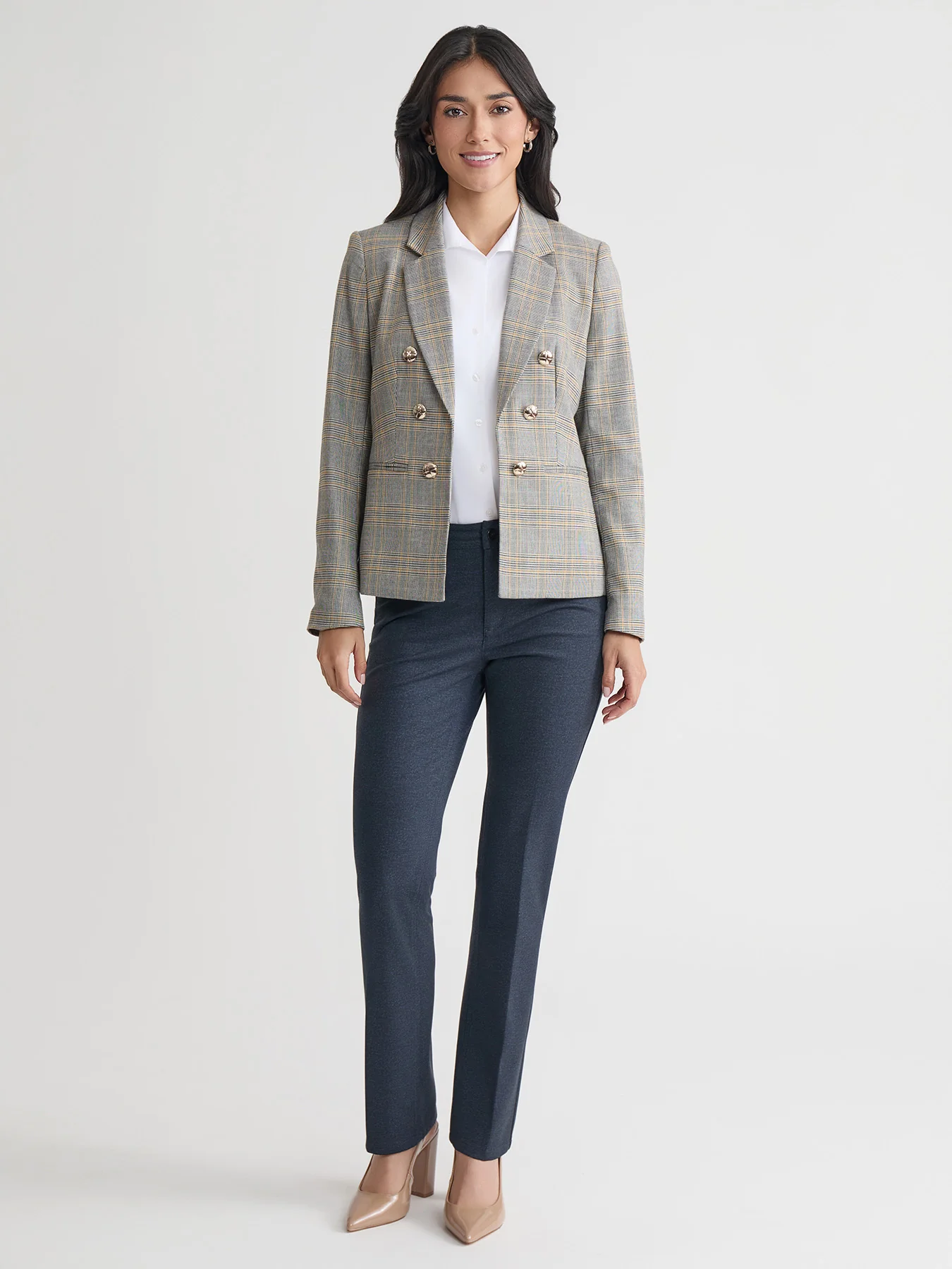 Faux Double Breasted Jacket, Glen Plaid - Image 6