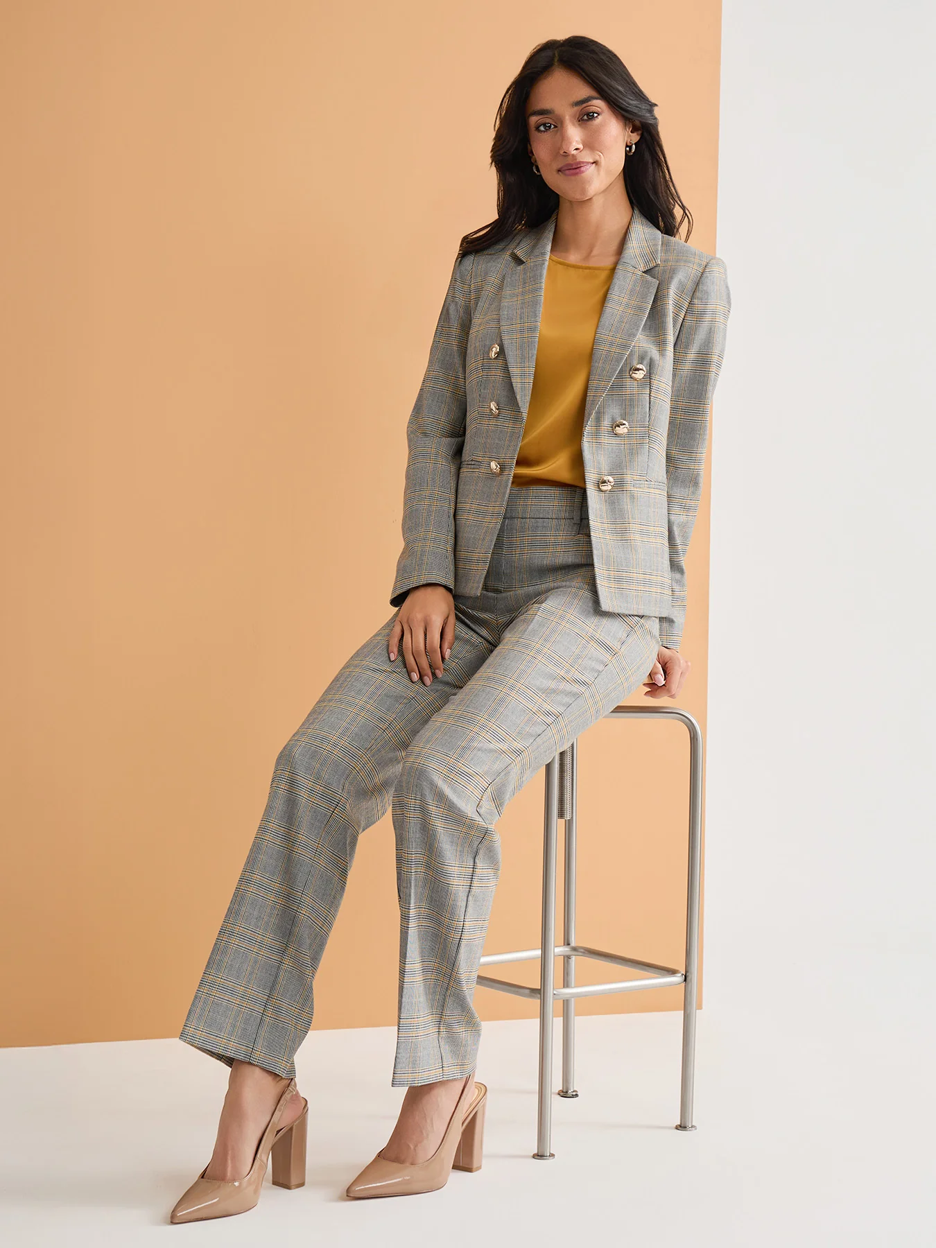 Faux Double Breasted Jacket, Glen Plaid - Image 7