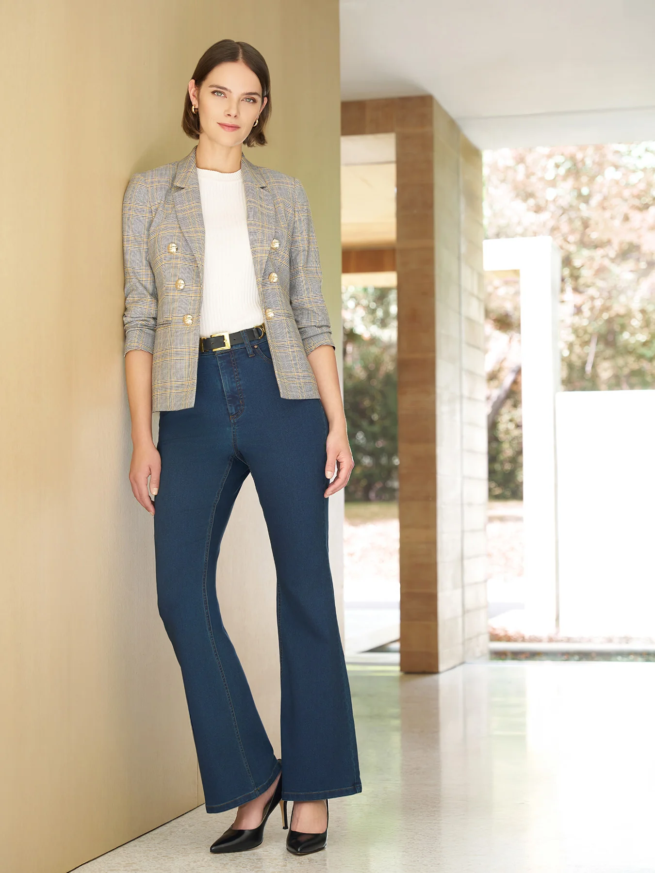 Faux Double Breasted Jacket, Glen Plaid - Image 8