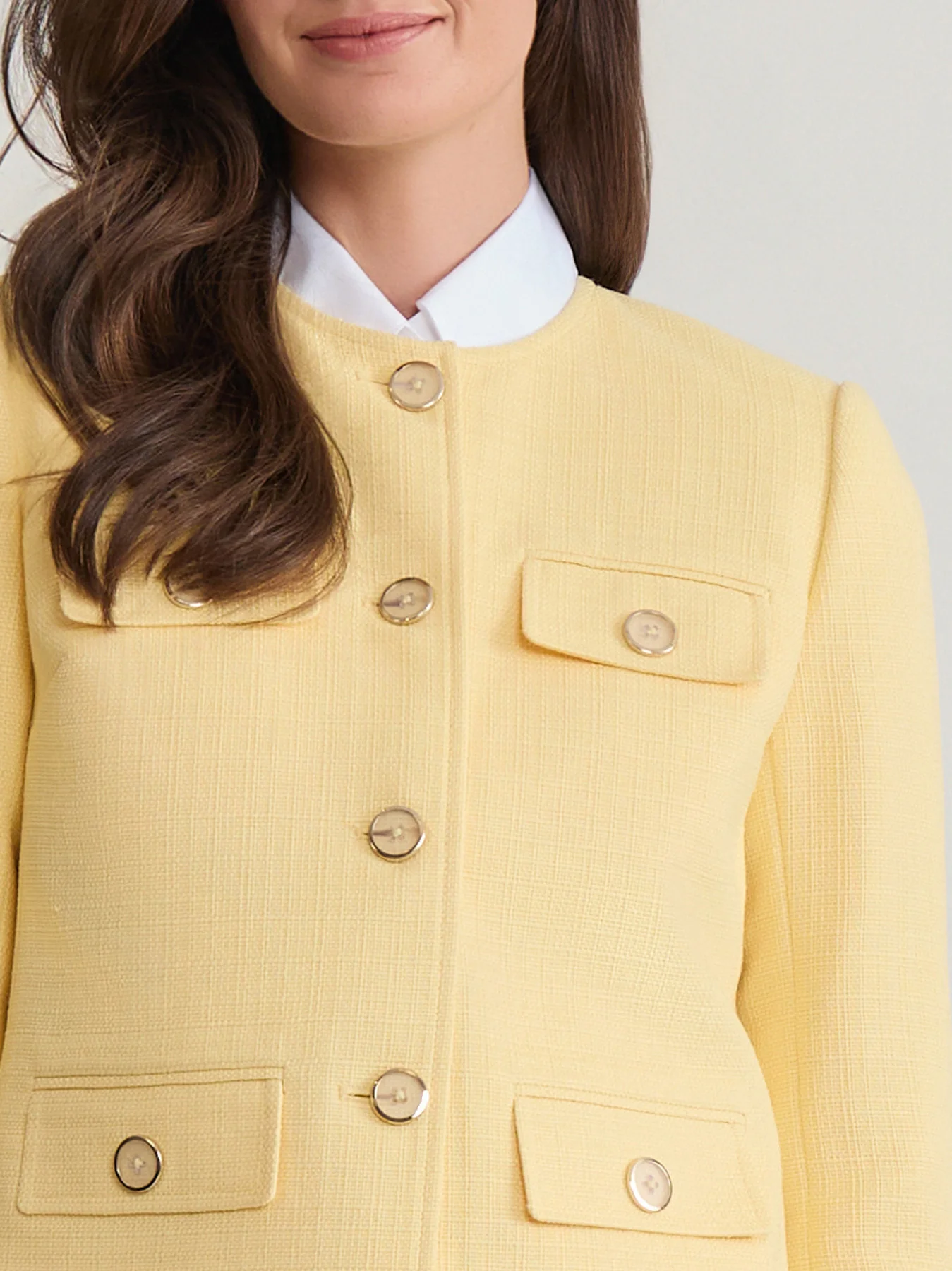 Jewel Neck Flap Pocket Jacket, Tweed - Image 5