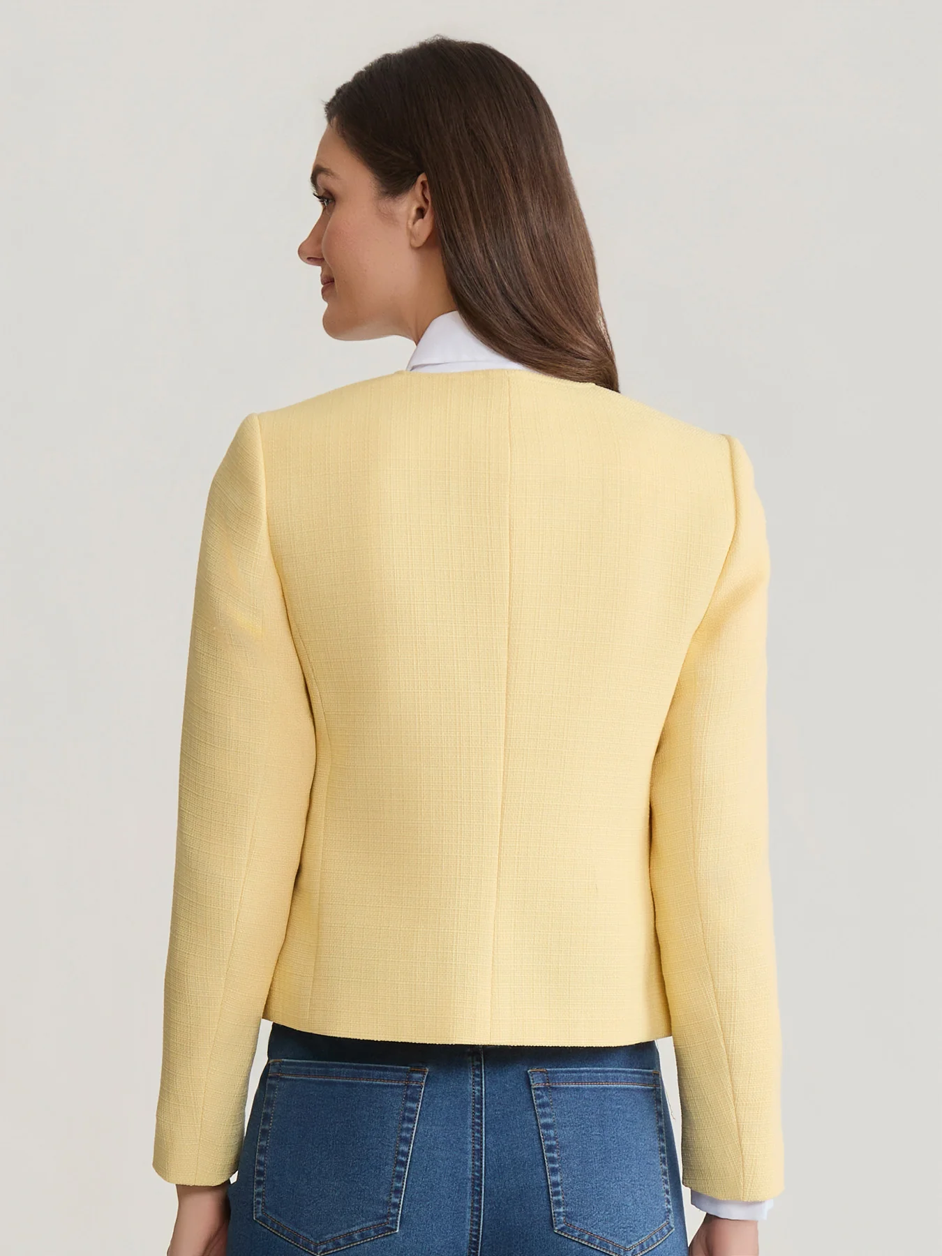 Jewel Neck Flap Pocket Jacket, Tweed - Image 6