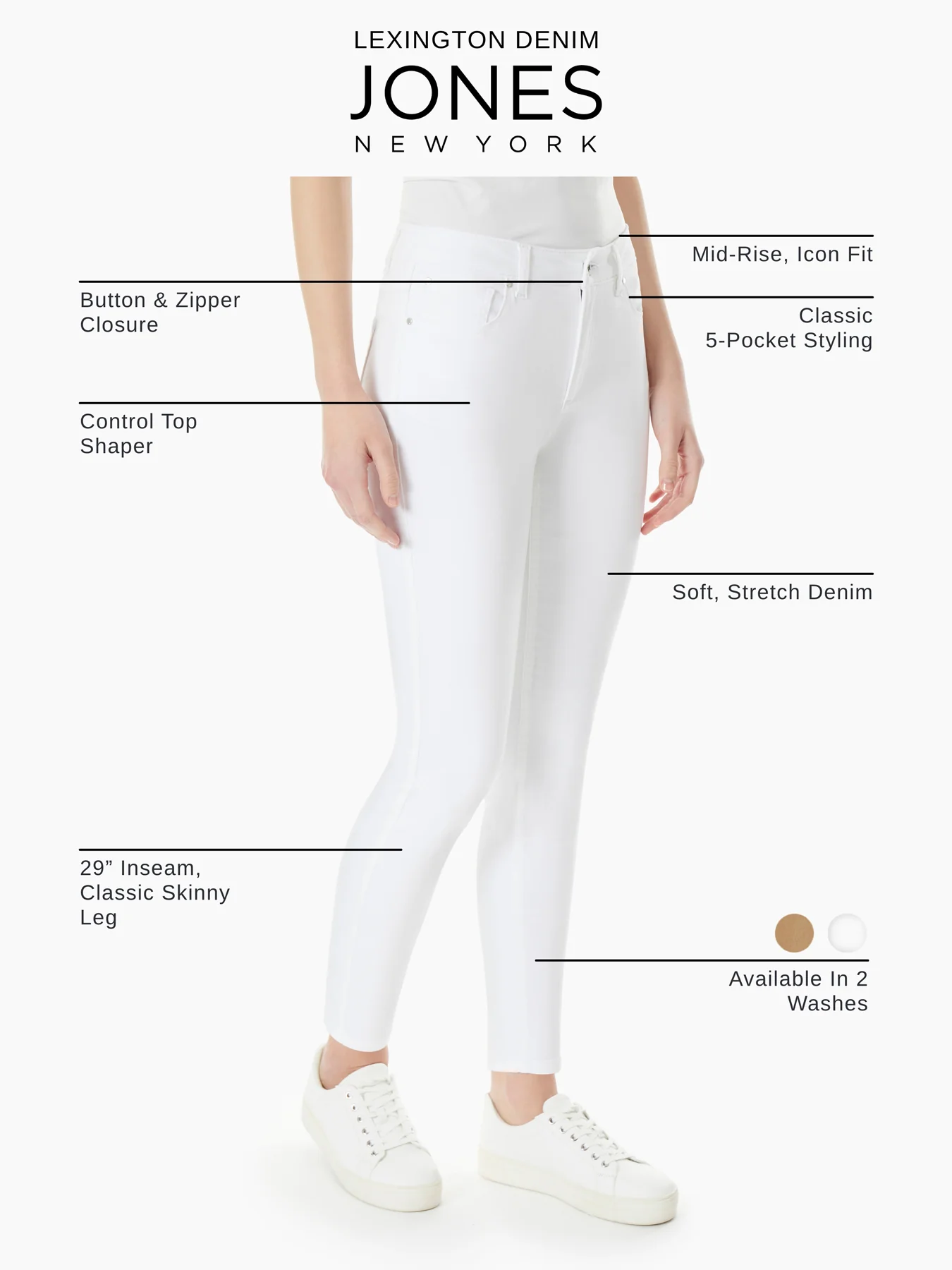 Lexington Skinny Jeans, Soft White - Image 3