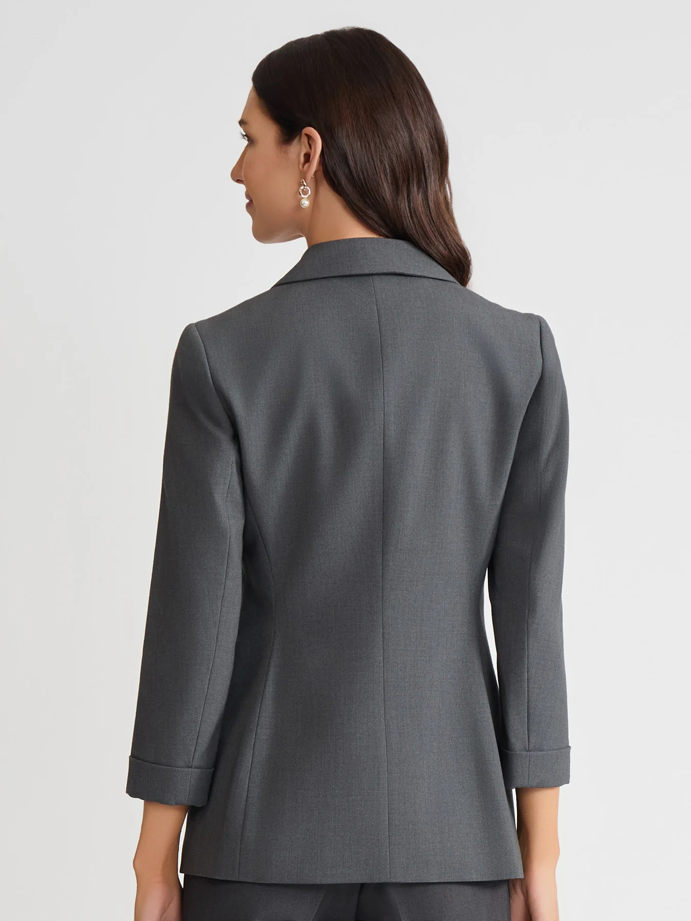 Notch Collar Rolled Cuff Bi-Stretch Blazer - Image 4