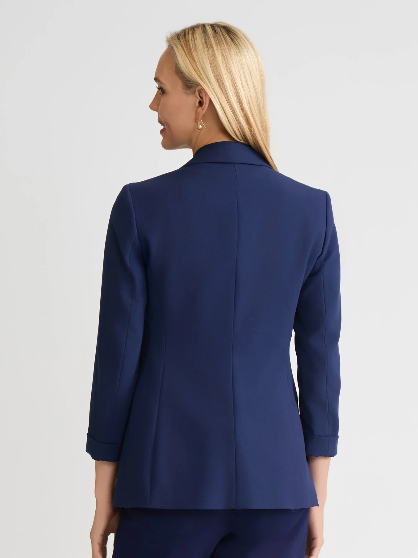 Notch Collar Rolled Cuff Bi-Stretch Blazer - Image 4