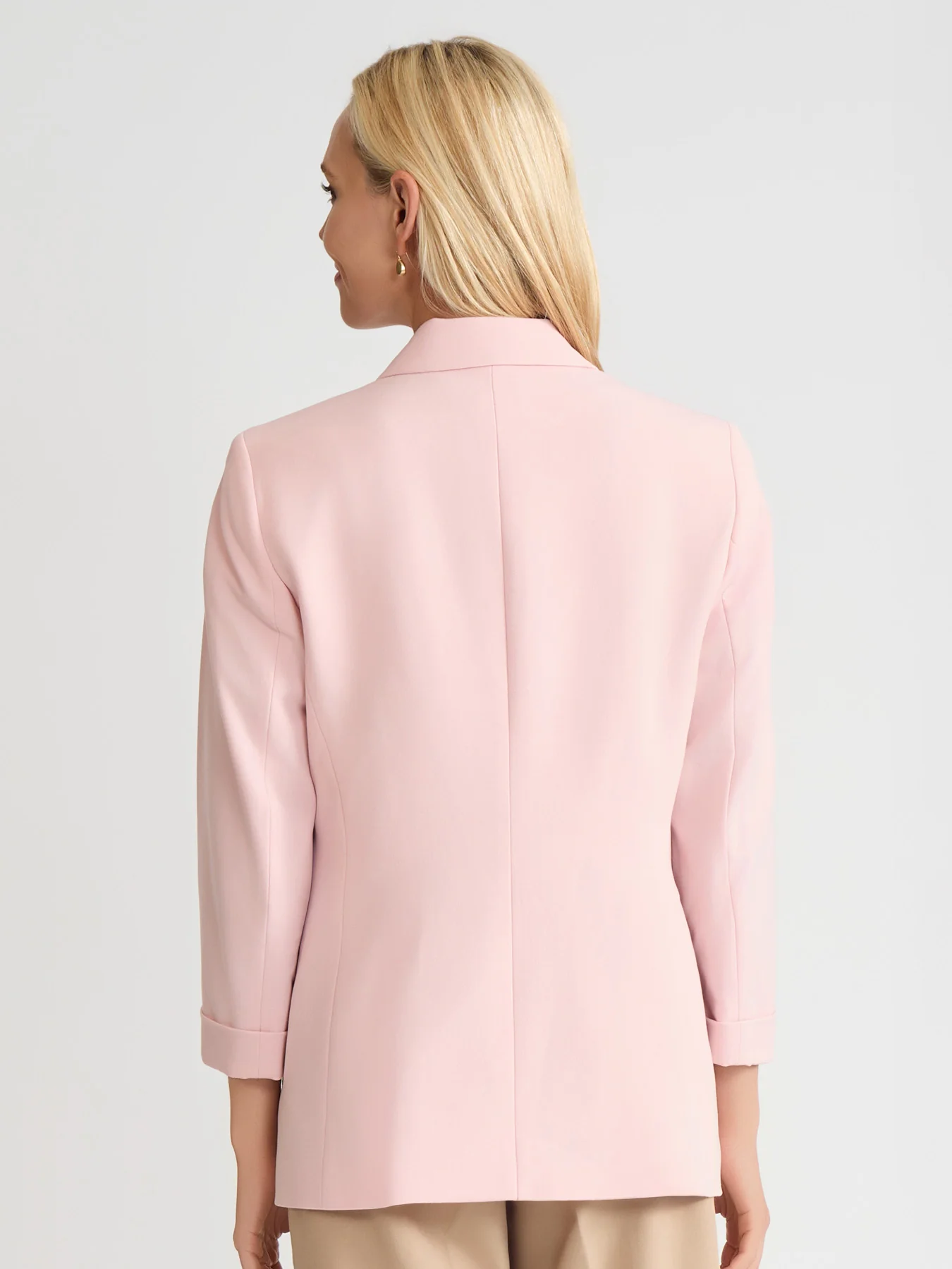 Notch Collar Rolled Cuff Bi-Stretch Blazer - Image 4