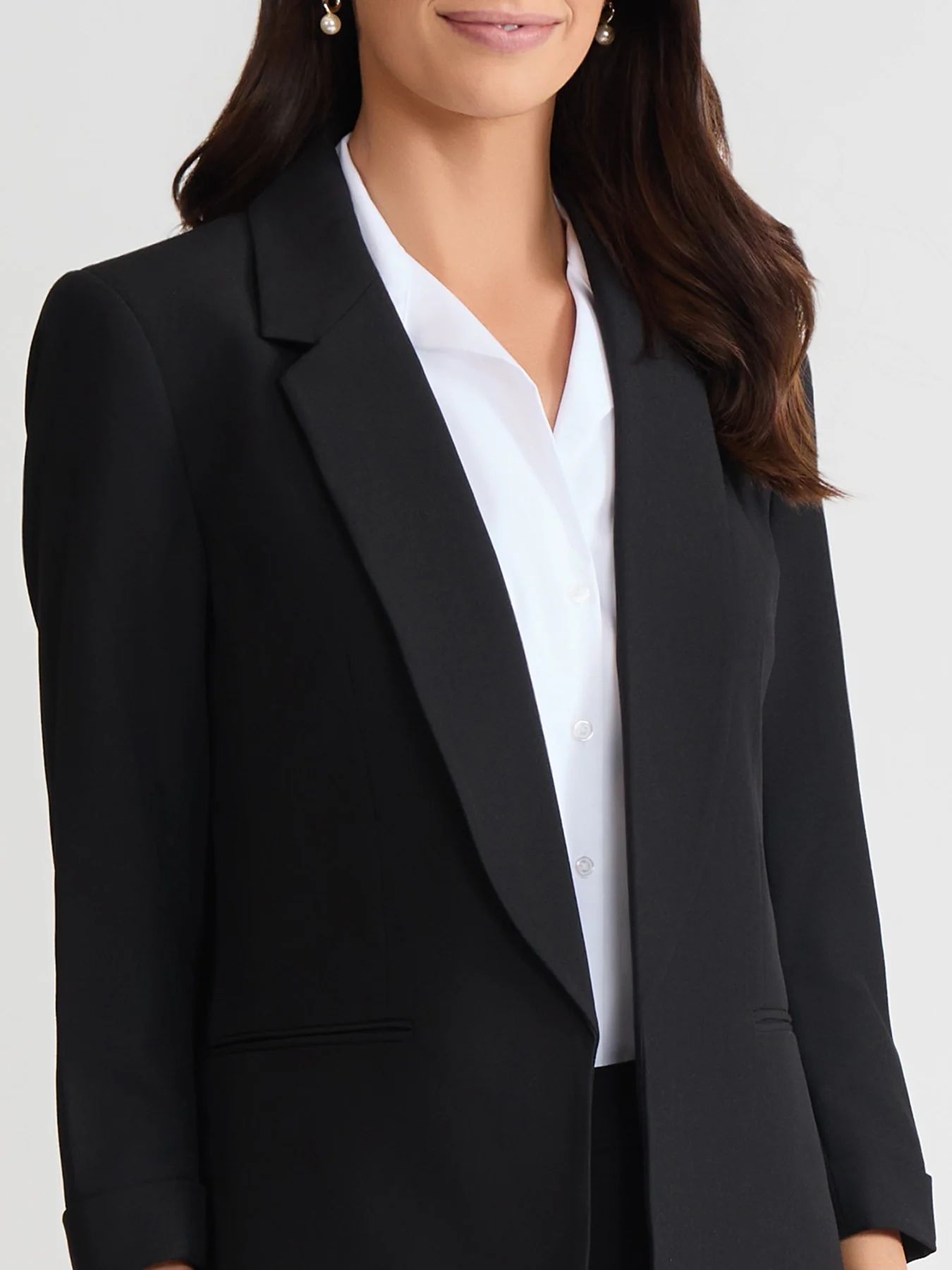 Notch Collar Rolled Cuff Bi-Stretch Blazer - Image 3