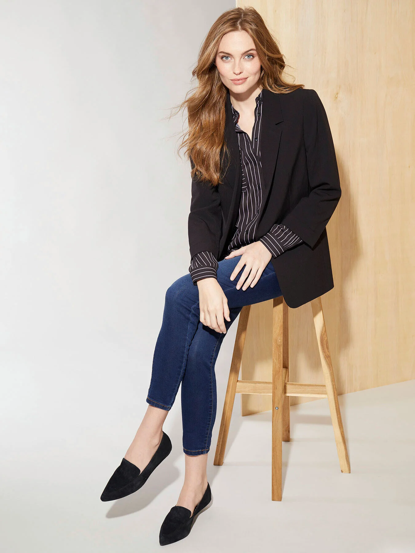 Notch Collar Rolled Cuff Bi-Stretch Blazer - Image 5