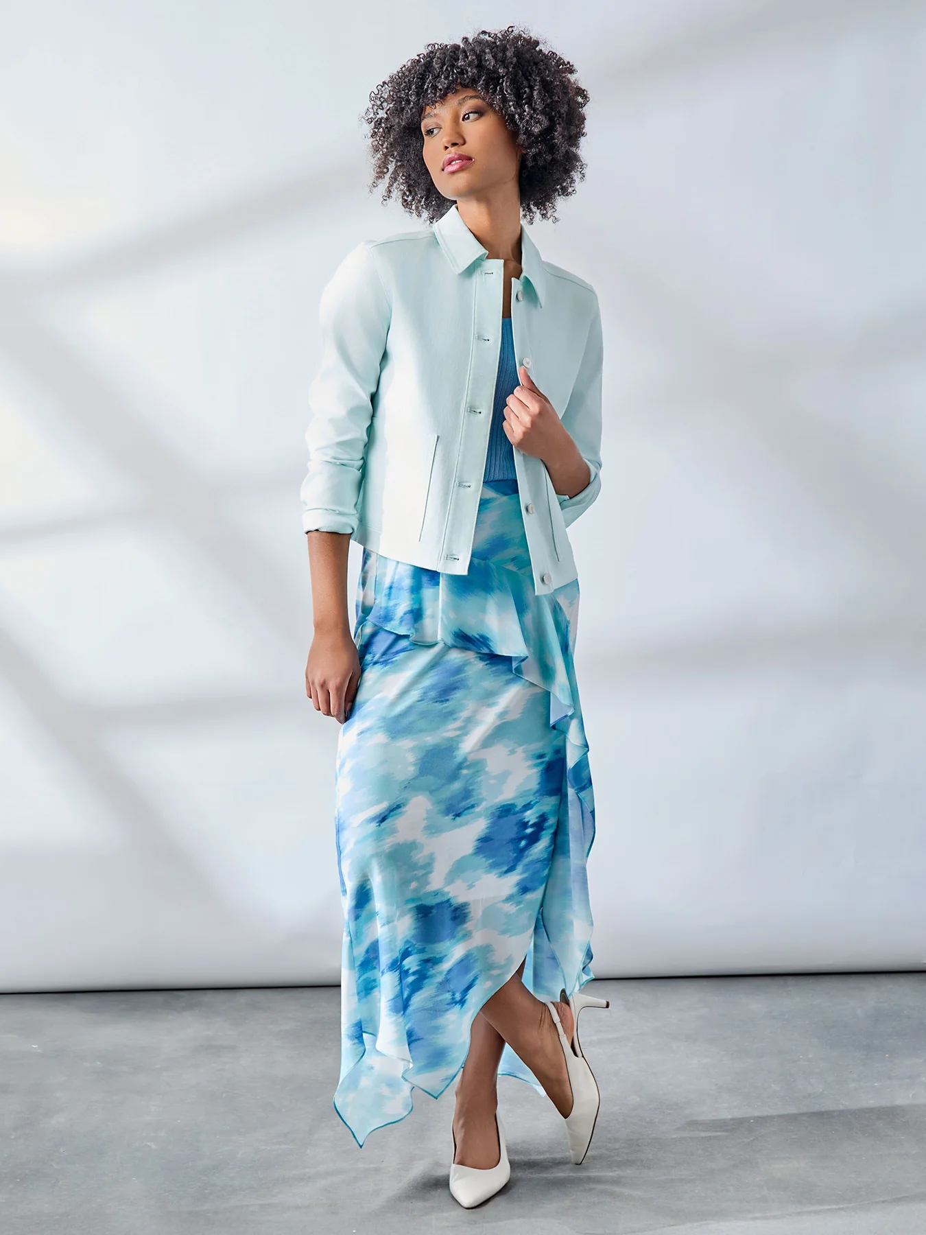 Pull-On Ruffle Trim Midi Skirt - Image 5