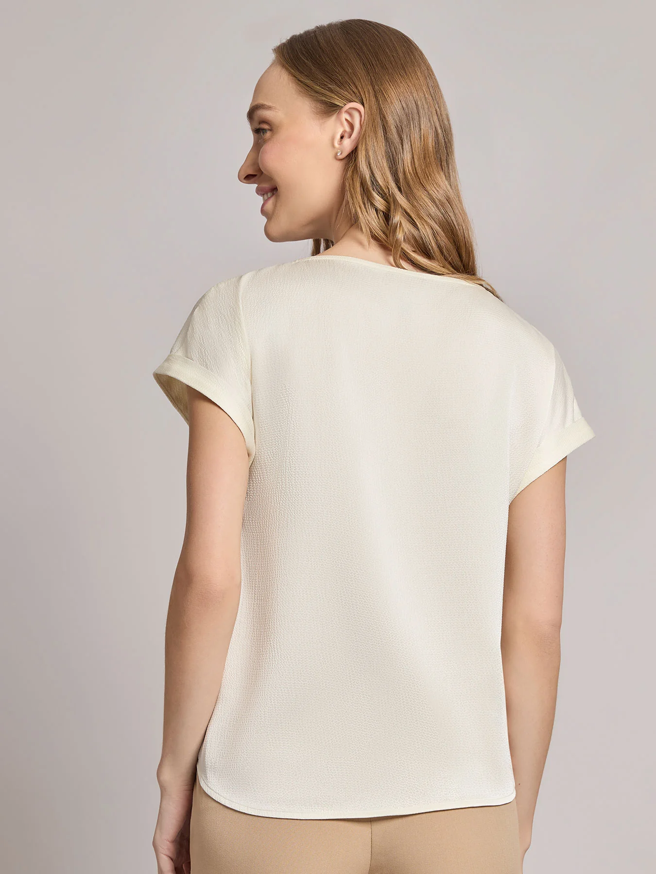 Plus Button Detail Blouse, Hammered Satin - Image 3