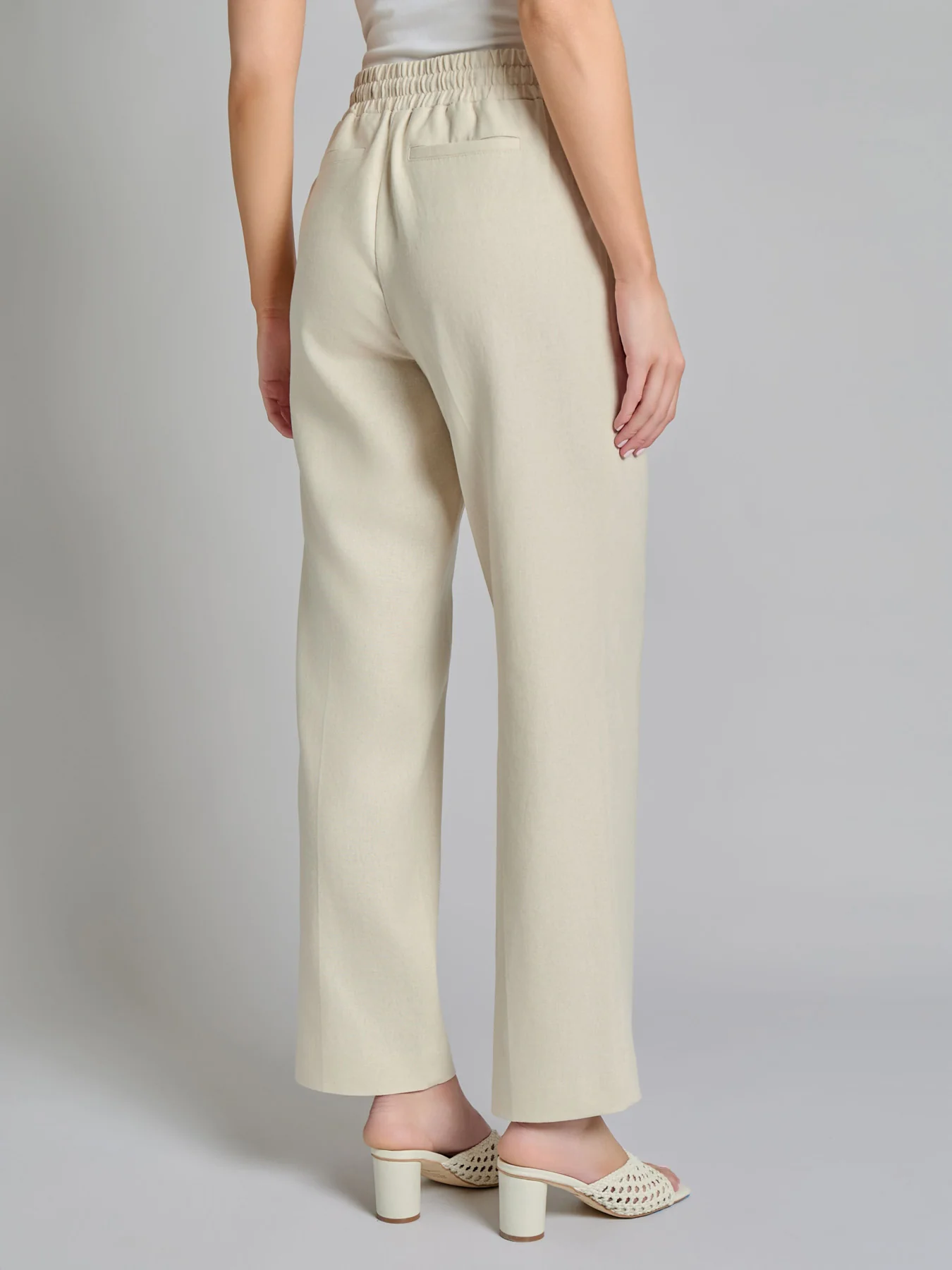 Plus Pull-On Drawstring Trouser, Solid Linen Viscose - Image 3