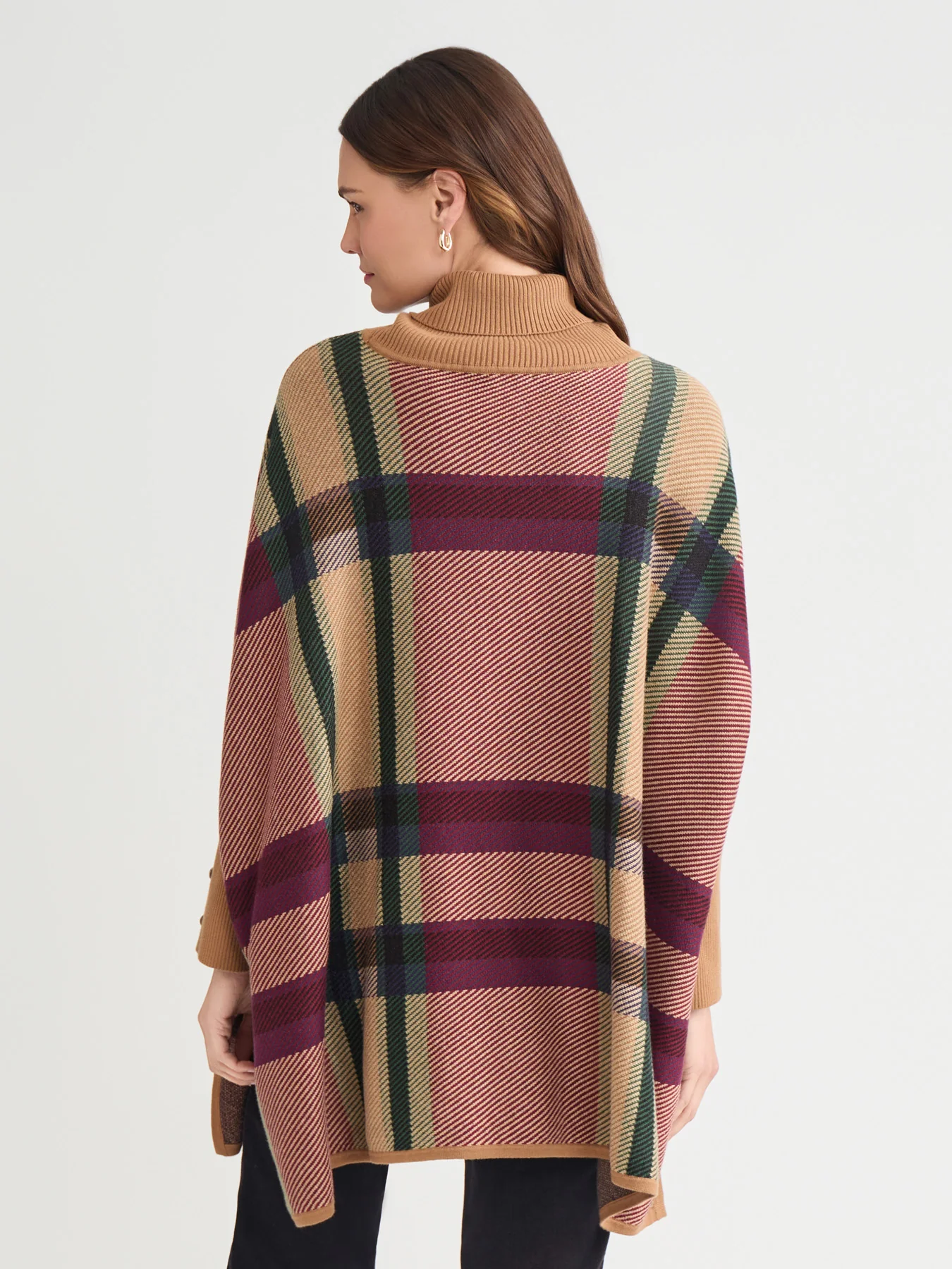 Plus Turtleneck Long Sleeve Poncho Sweater - Image 5