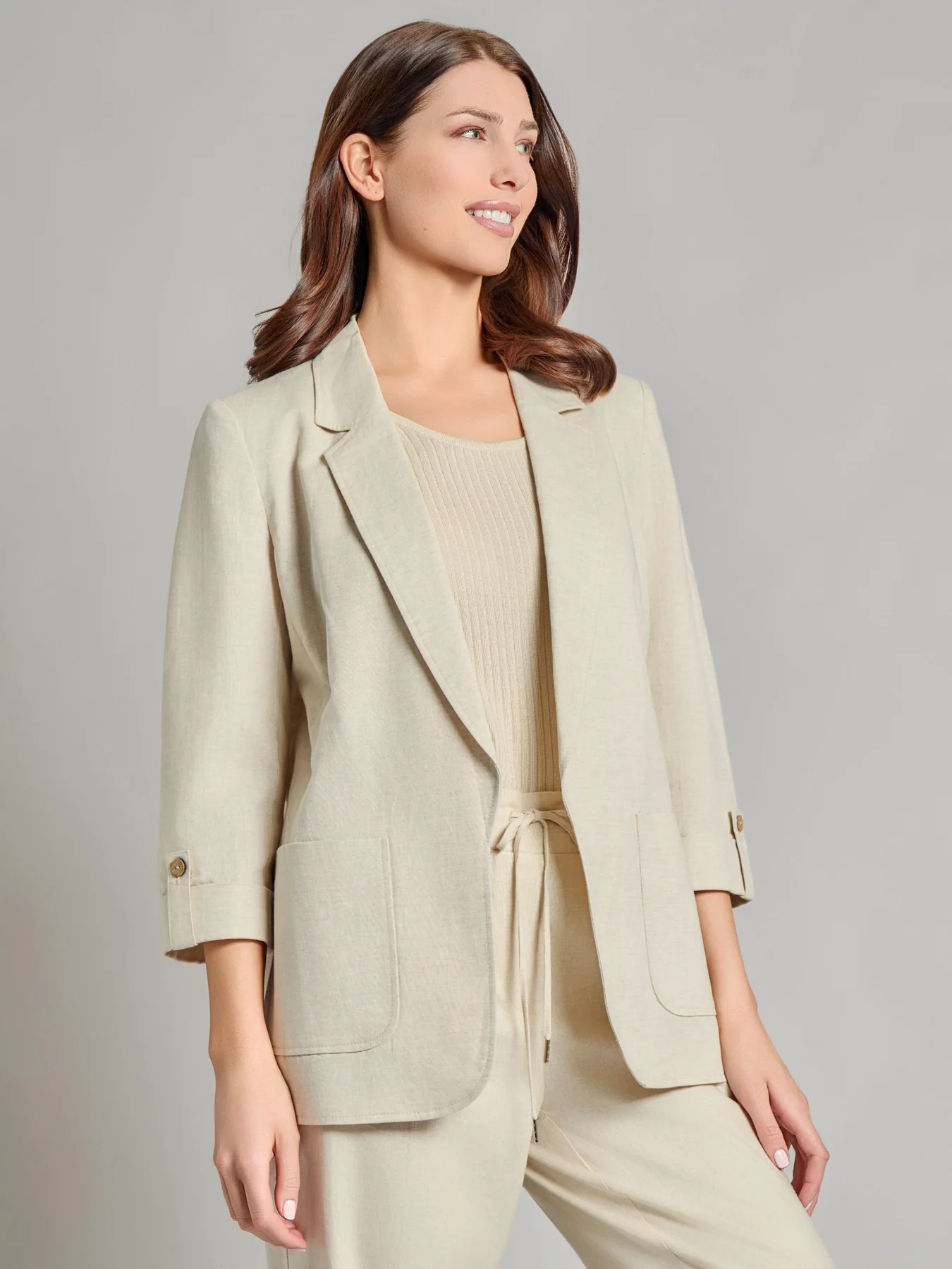 Plus Pull-On Drawstring Trouser, Solid Linen Viscose - Image 4