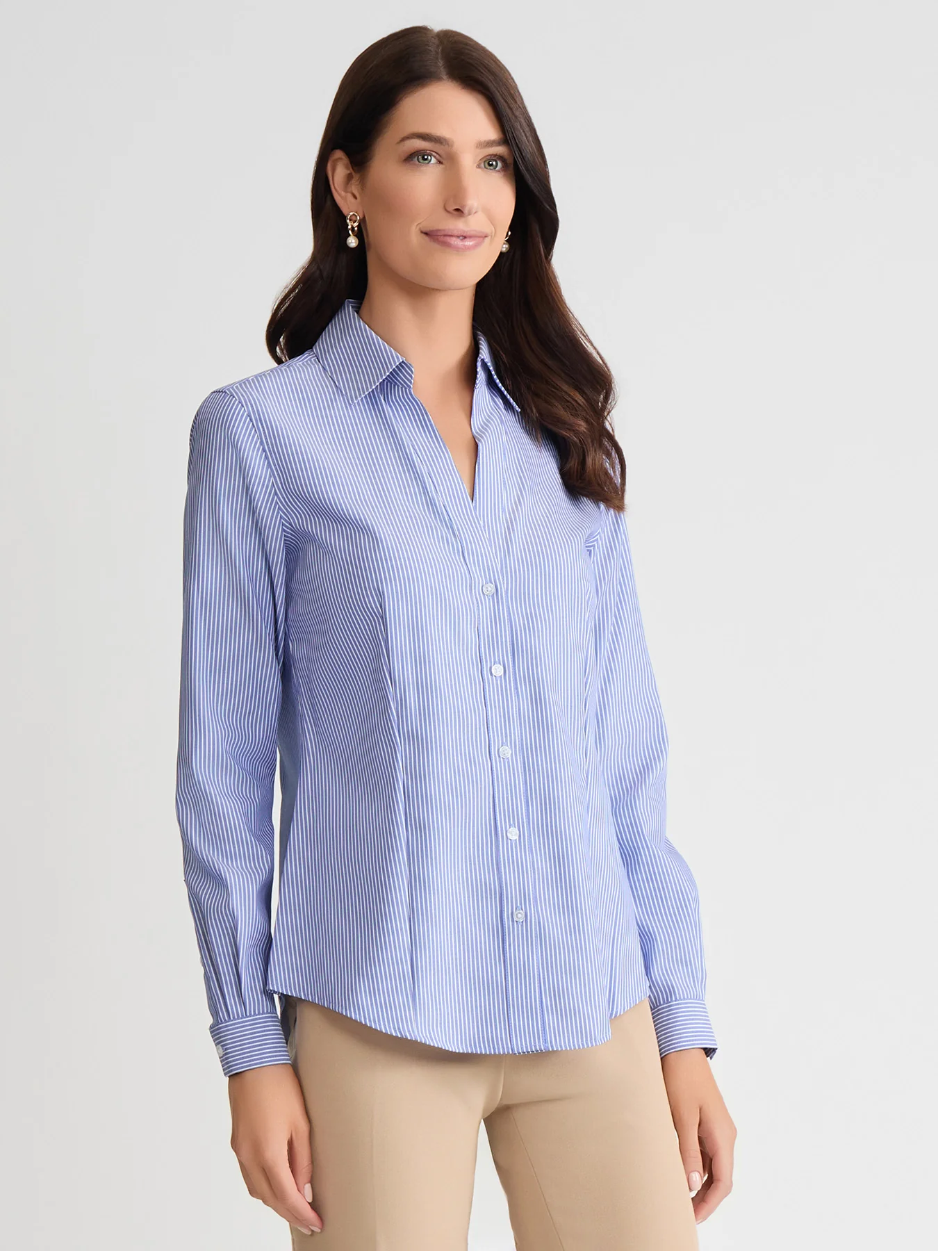 Striped Easy-Care Button-Up Shirt - Image 3