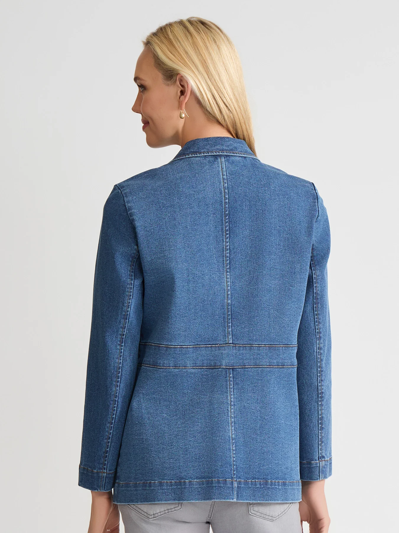 Two Button Denim Blazer, Oasis Wash - Image 3