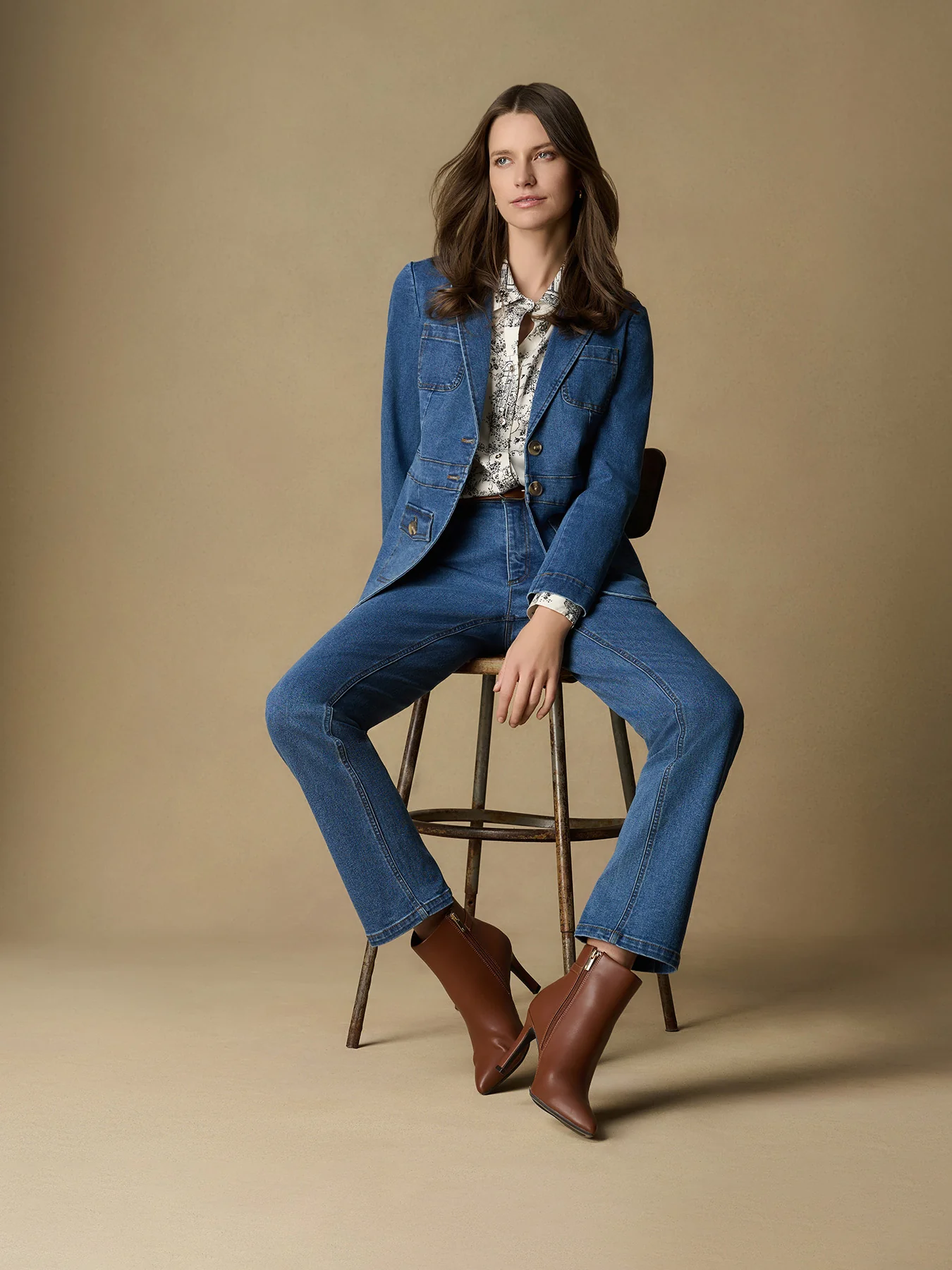 Two Button Denim Blazer, Oasis Wash - Image 4
