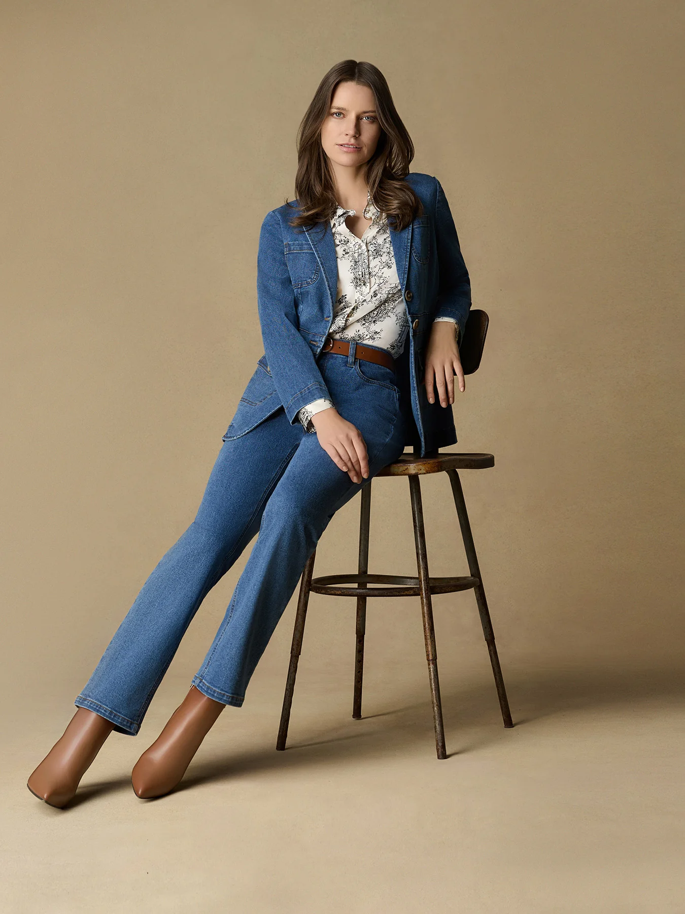 Two Button Denim Blazer, Oasis Wash - Image 6