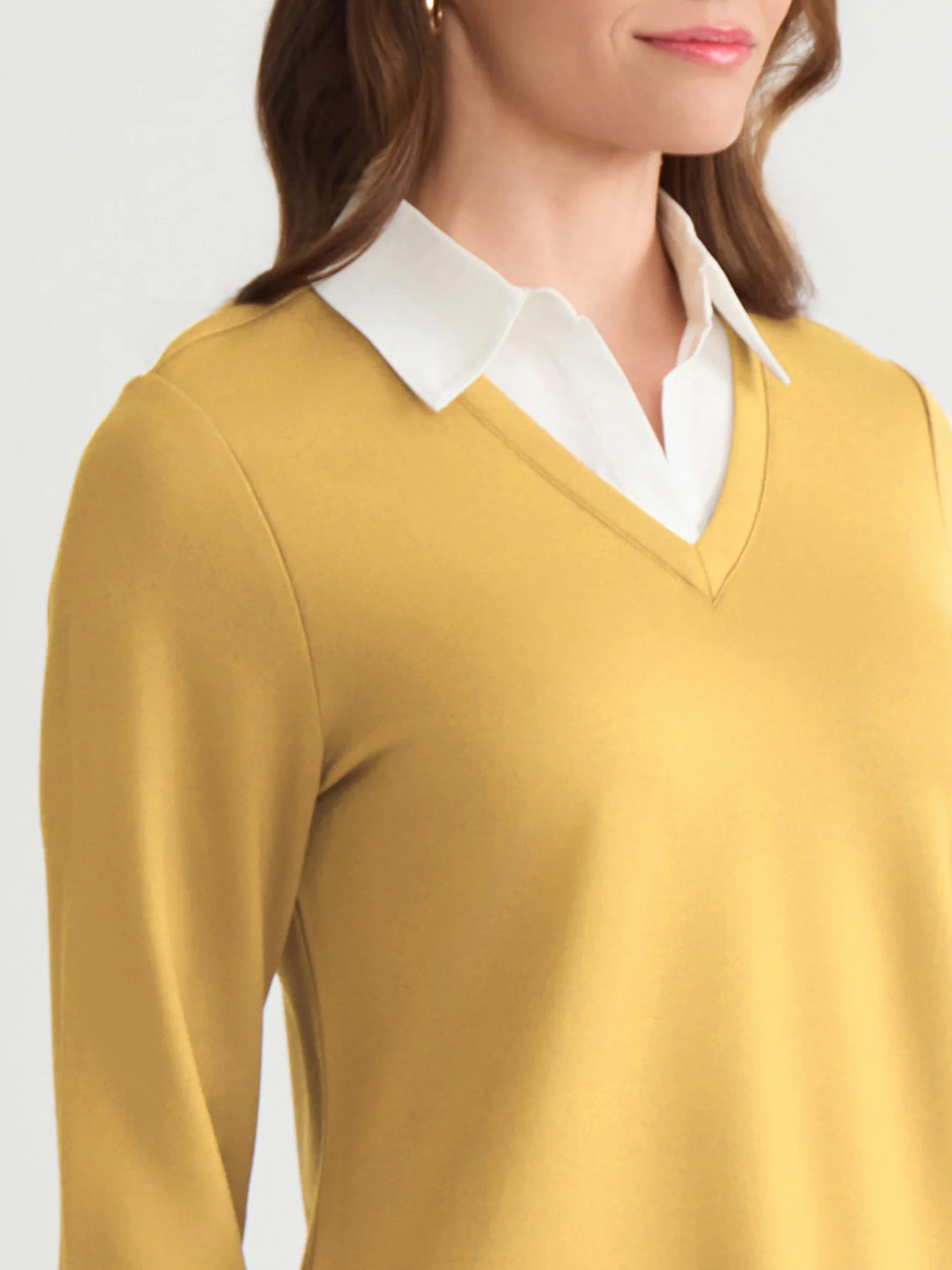 Plus V-Neck Twofer, Serenity Knit Poplin - Image 3