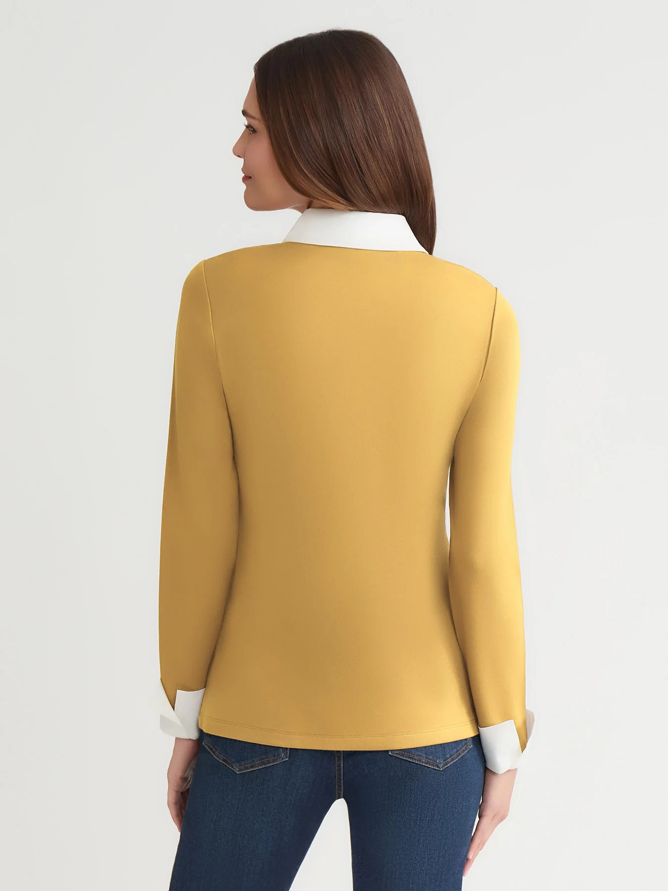 Plus V-Neck Twofer, Serenity Knit Poplin - Image 4